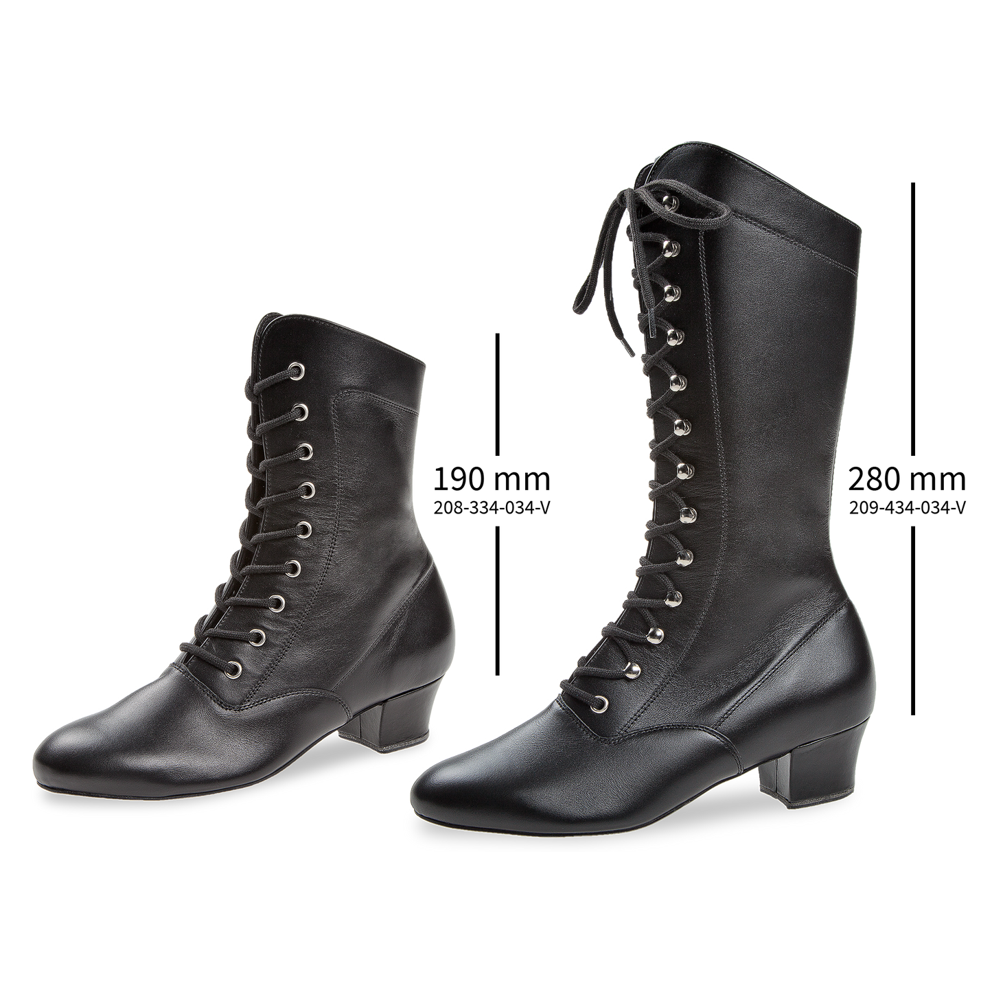 209-434-034-V Garde-Stiefel hoch Damen Tanzschuhe Weite F, schwarz Nappaleder