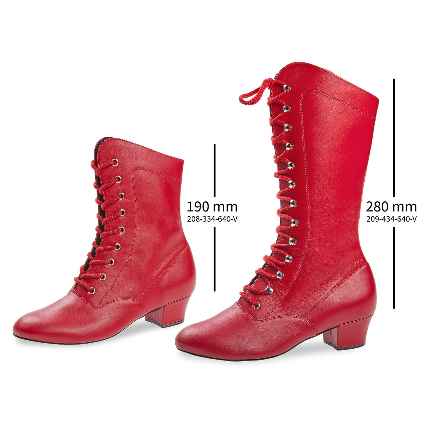 209-434-640-V Garde-Stiefel hoch Damen Tanzschuhe Weite F, feuerrot Nappaleder