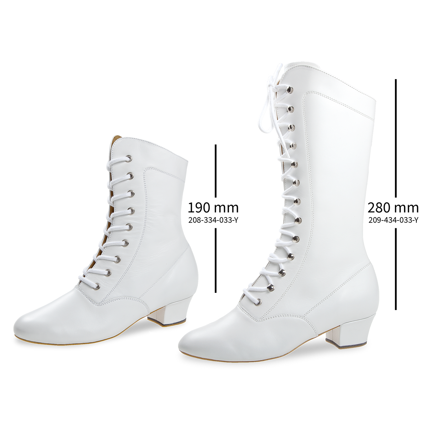 209-434-033-Y Garde-Stiefel hoch Damen Tanzschuhe Weite F, weiss Nappaleder