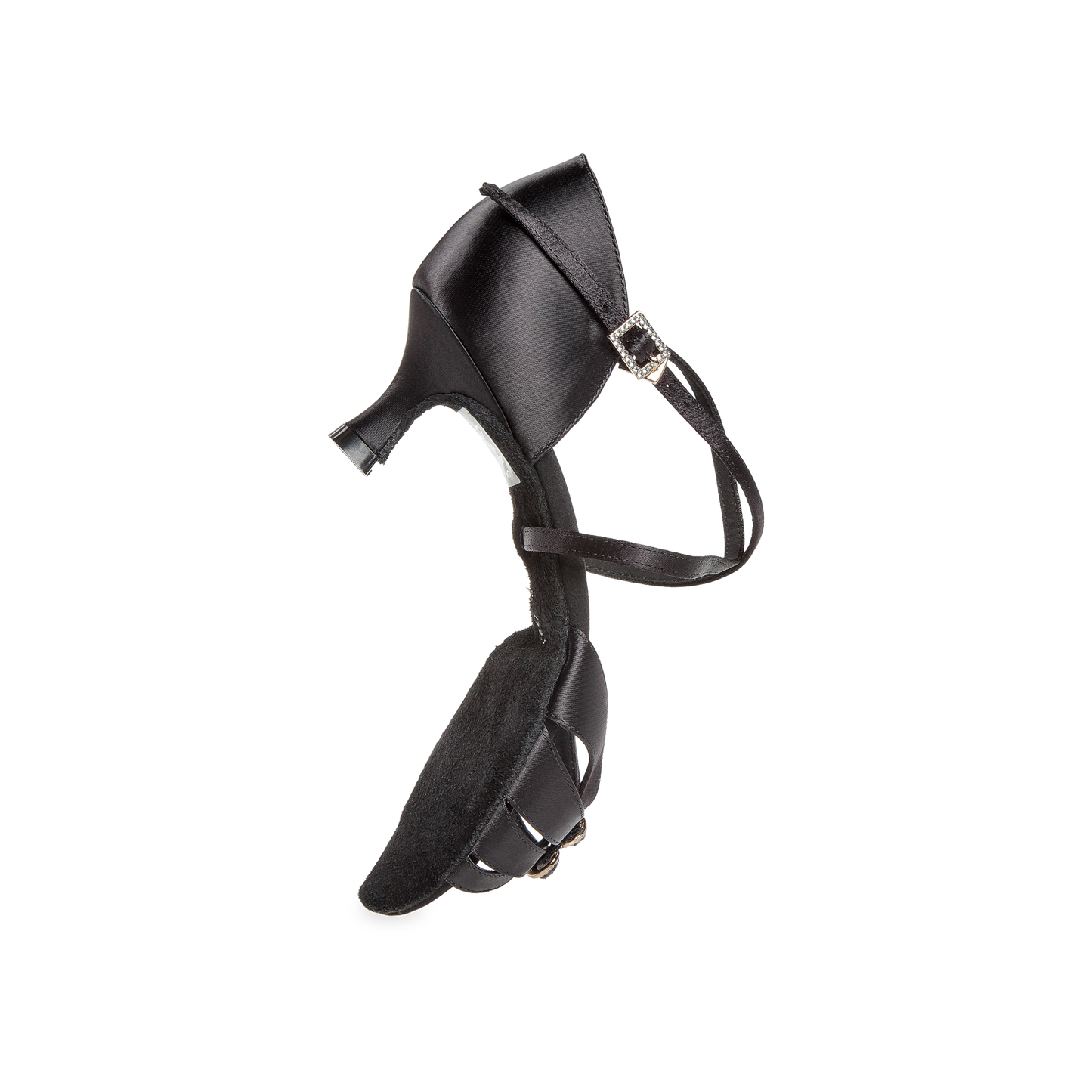 220-505-091 220 Silvia DanceArt Damen Latein Turniersandale Normalweite Flare Absatz 5 cm schwarz Satin