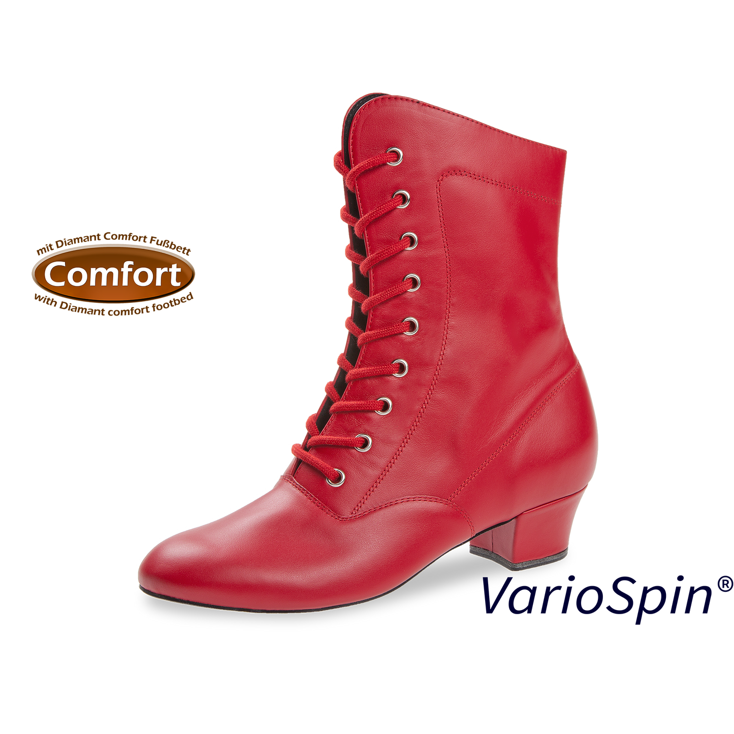 208-334-640-V Garde-Stiefel Damen Tanzschuhe Weite F, feuerrot Nappaleder