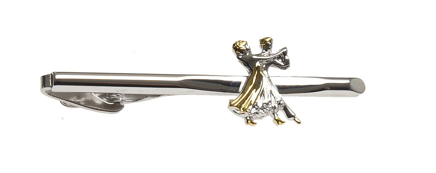 HW07976 Krawattenklammer silberfarbig Diamant Tanzpaar klassisch