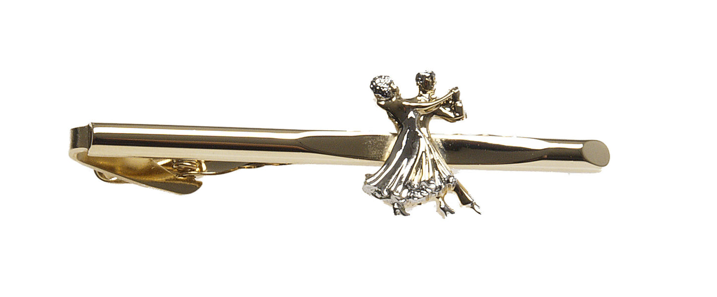 HW07977 Krawattenklammer goldfarbig Diamant Tanzpaar klassisch