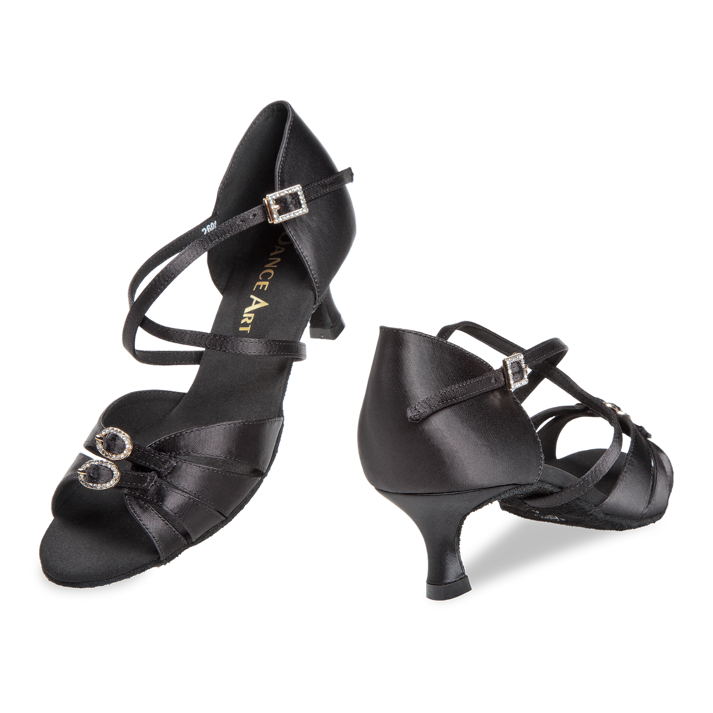 220-505-091 220 Silvia DanceArt Damen Latein Turniersandale Normalweite Flare Absatz 5 cm schwarz Satin