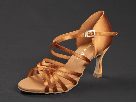 217-507-379 DanceArt Damen Latein Turniersandale Katja Weite F Normalweite Flare Absatz 7,5 cm