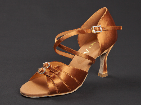 220-507-379 DanceArt Damen Latein Turniersandale Silvia Weite F Normalweite Flare Absatz 7,5 cm